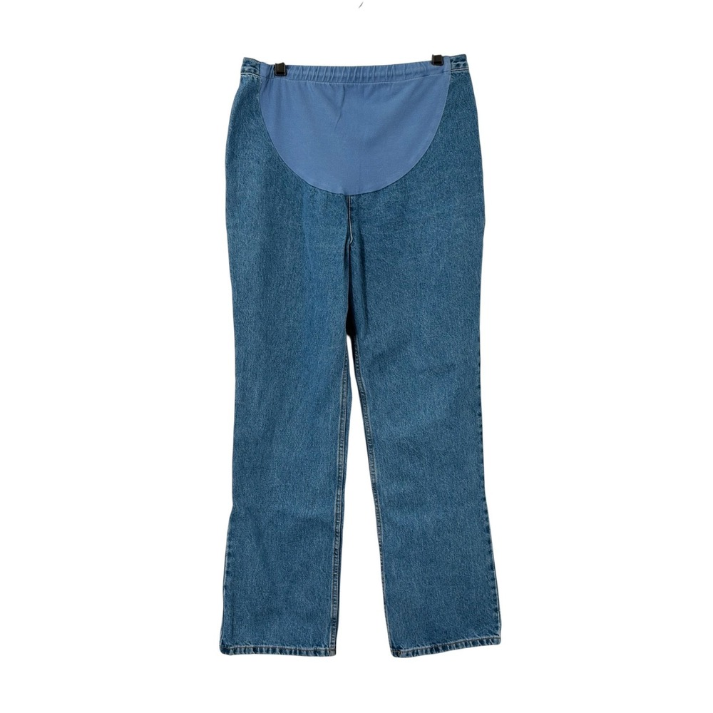 Motherhood Maternity Jeans Medium Wash Straight Leg Jersey Belly Panel 8 READ